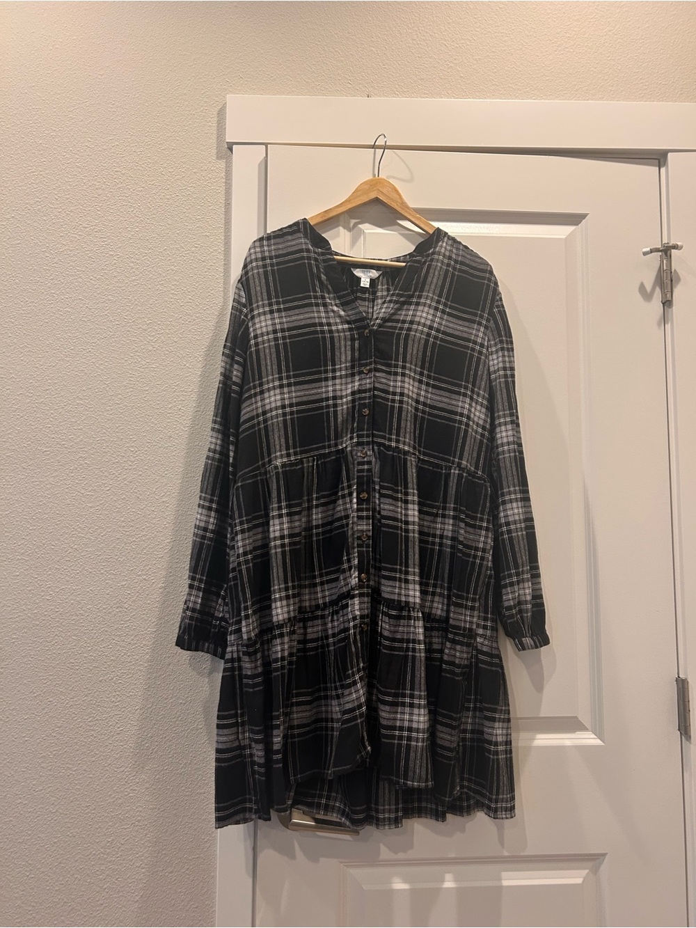 Brand New with Tag Girls Time and Tru Black and White Plaid Button-Front Tunic